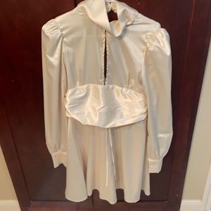 Silk cream keyhole dress